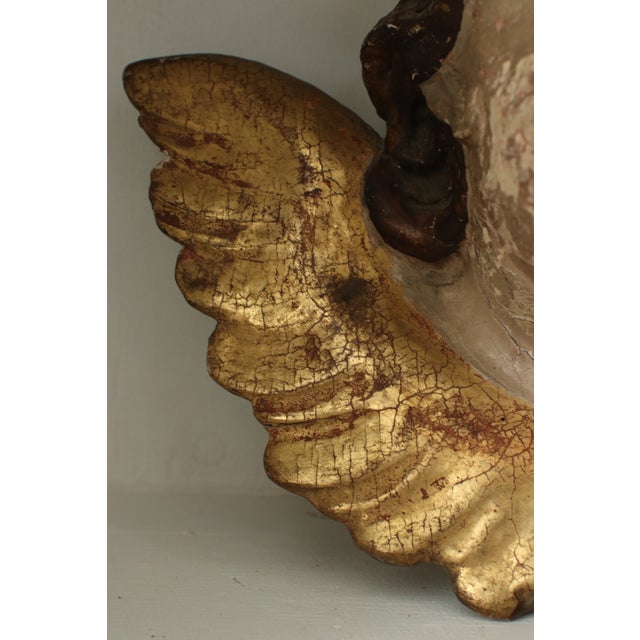 18th Century French Baroque Carved Giltwood Cherub Head Fragment Wall Ornament For Sale - Image 10 of 12