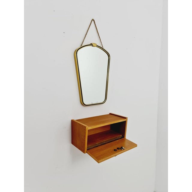 Mid-Century Asymmetric German Brass Kidney Wall Mirror, 1960s For Sale - Image 3 of 10