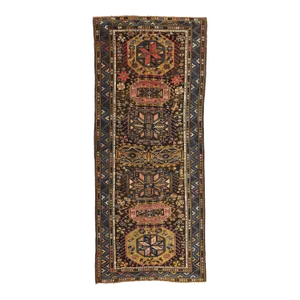 Antique Black Baku Azerbaijan Caucasian Rug - 05'04 X 12'10