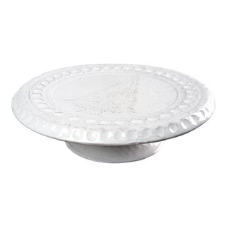 Christmas Cake Stand/Plate, White with Etched Tree For Sale