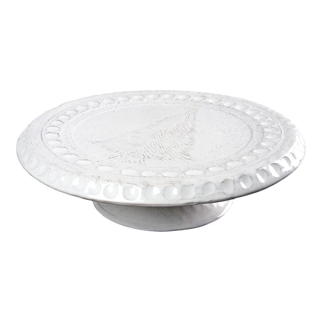 Christmas Cake Stand/Plate, White with Etched Tree For Sale