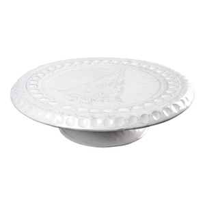 Christmas Cake Stand/Plate, White with Etched Tree