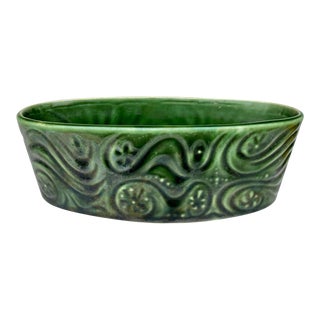 Mid-Century Boho Green Porcleain Atomic Swirl Planter by McCoy For Sale