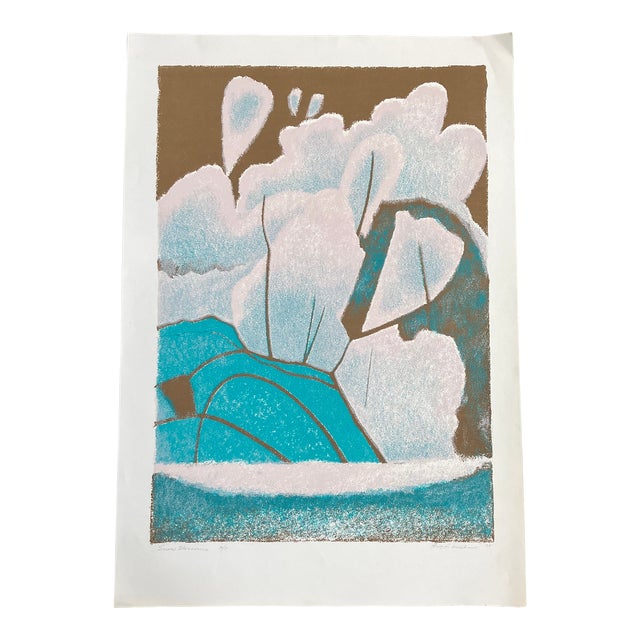 1970’s Original Abstract Contemporary Lithograph “Snow Blossoms” For Sale