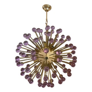 Italian Sputnik Chandelier With Purple Murano Glass, C. 1980's For Sale
