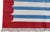 Handmade Cotton Area Rug, Natural Vegetable Dyed, Blue and White Red Border Striped Dhurrie -6'x9' For Sale - Image 10 of 10