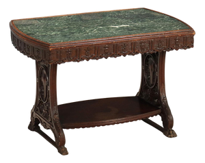 Walnut Center Table with Marble Top