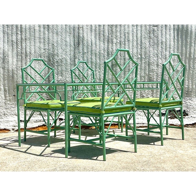 Metal Vintage Coastal O’Brien Iron Works Dining Table & 4 Chairs For Sale - Image 7 of 12