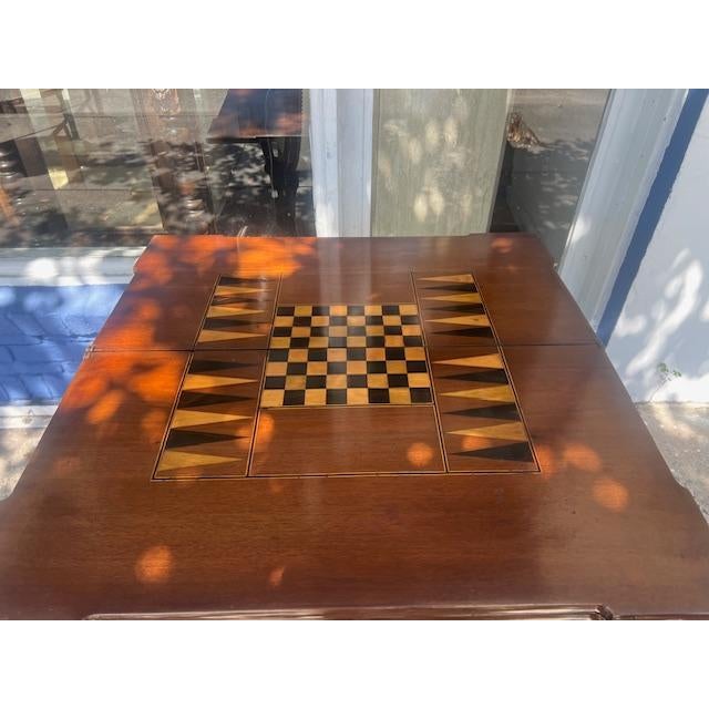 Chippendale Antique Chippendale Style Mahogany Fold Over Twice Game Table For Sale - Image 3 of 10