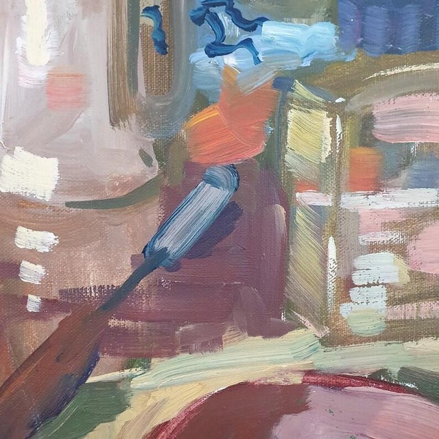 1950s Mid-Century Swedish Modernist Artist Studio Still Life Oil Painting by Uno Hubert Karlsson For Sale - Image 11 of 18