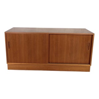 Low Mid-Century Danish Teak Sideboard with Sliding Door For Sale
