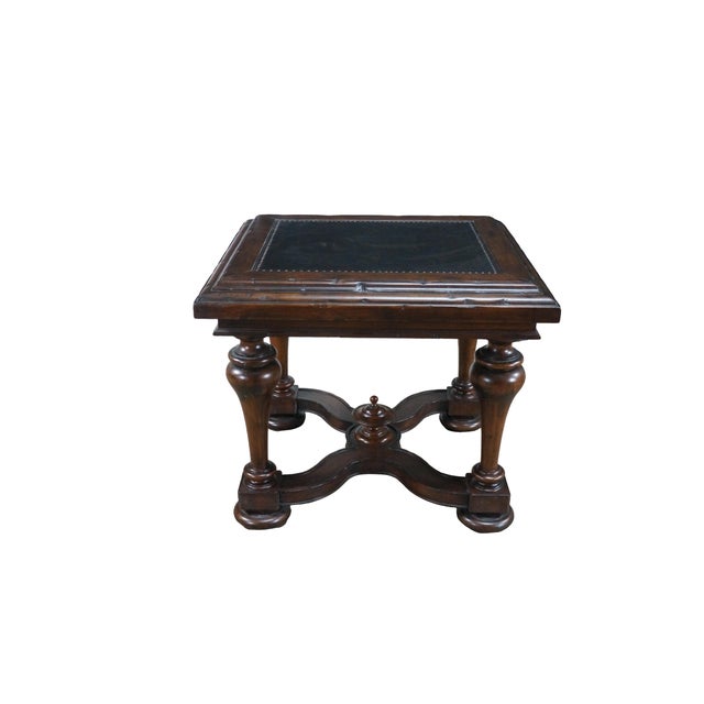 Bernhardt Marquis Square End Table (Item SKU: 437-121), 2014 Masterfully constructed with a heavily distressed, deep brown...