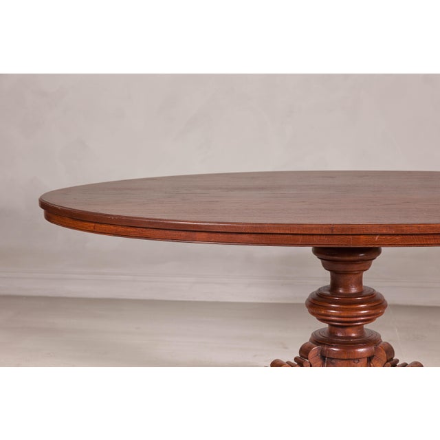Dutch Colonial Oval Pedestal Dining Table with Scrolling Base, Late 19th Century For Sale - Image 12 of 12