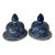 Vintage Blue and White Hand Painted Chinoiserie Ceramic Table, Post or Lamp Finial- Set of 2 For Sale