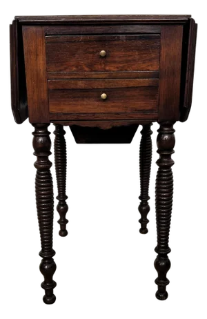 Antique Italian Walnut Drop Leaf Pembroke Console with Carved Turned Legs, 1890s