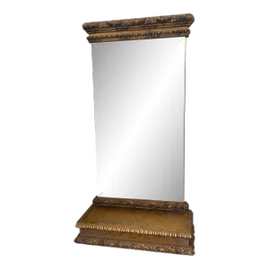 Vintage French Hollywood Regency Gilt Beveled Mirror With Slide Out Cabinet