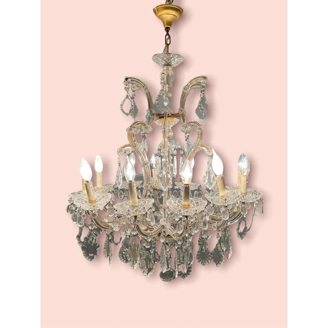 Italian Large Crystal Murano Glass Chandelier, 1950s For Sale - Image 9 of 10