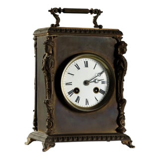 Bronze Caryatid Table Clock For Sale