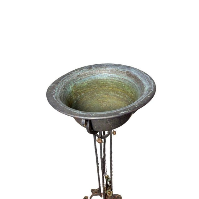 Antique Wrought Iron Plant Stands With Pot - Set of 2 For Sale - Image 11 of 12