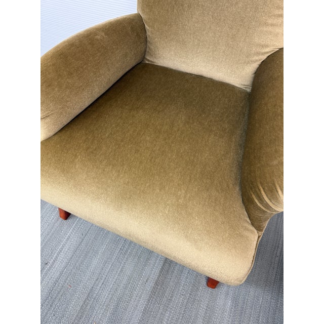 John Hutton for Donghia Olive Mohair Chair + Ottoman, Set For Sale - Image 11 of 15