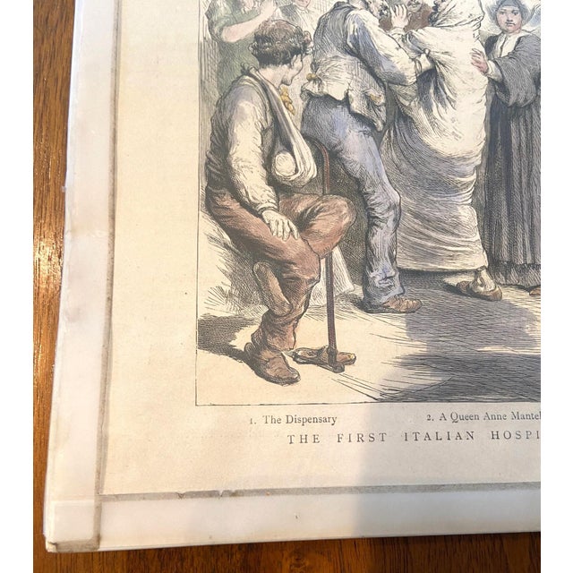Late 19th Century Antique Print, Graphic Weekly, the First Italian Hospital in London, Color, 1889 For Sale - Image 5 of 11