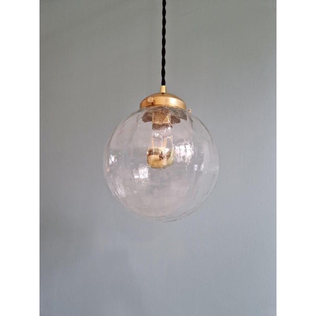 Vintage Pendant Light in Clear Crackled Glass, 1970s For Sale - Image 13 of 13