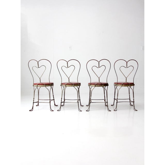 Mid-Century Modern Vintage 1960s Simpson Bosworth Heart Back Ice Cream Parlor Dinette Set For Sale - Image 3 of 18
