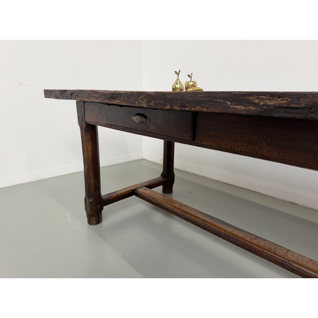 Brown Brutalist Farmhouse Table in Oak, 1920s For Sale - Image 8 of 18