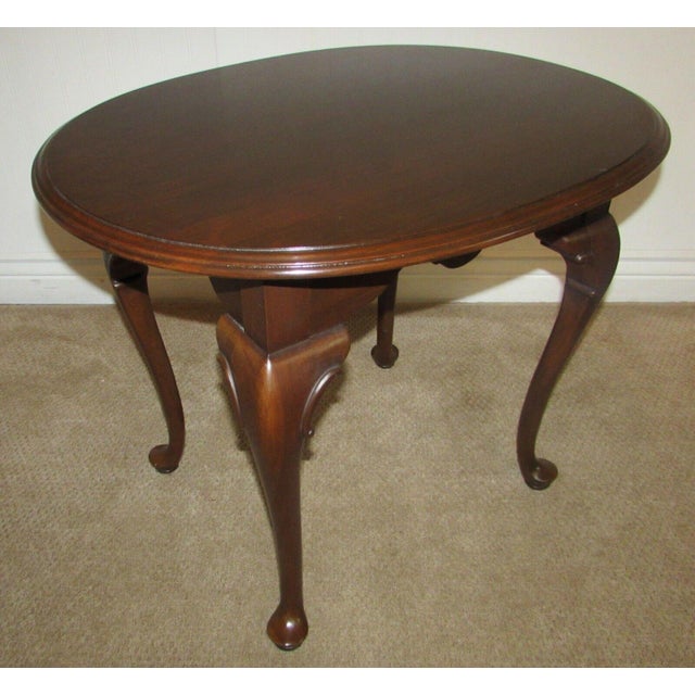 Vintage Ethan Allen Georgian Court Cherry Queen Anne Oval End Table 11