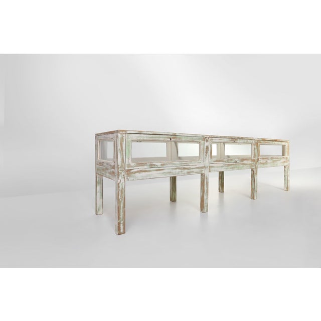 Wood Large Antique Rustic Oak Display Case, 1890s For Sale - Image 7 of 18