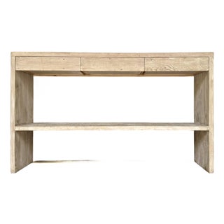 Organic Modern Rustic Wood and Pierced Metal Bar For Sale