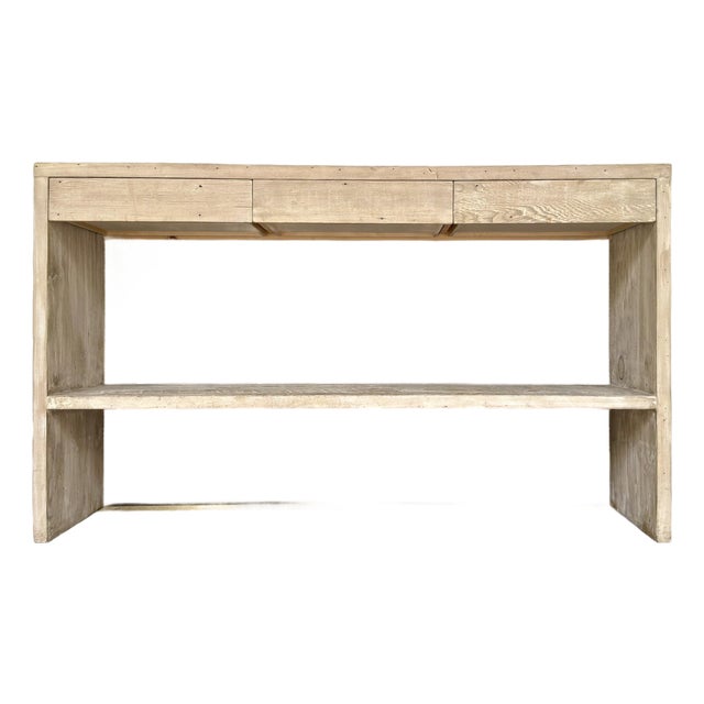 Organic Modern Rustic Wood and Pierced Metal Bar For Sale