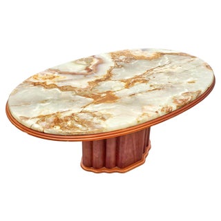 Art Deco Inspired Coffee Table with Onyx Top by Hohnert Design, 1970s For Sale