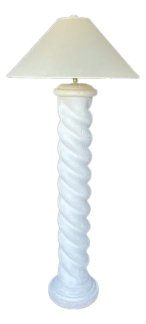 1980s White Plaster Twisted Spiral Column Floor Lamp in the Style of Michael Taylor, John Dickinson & Serge Roche