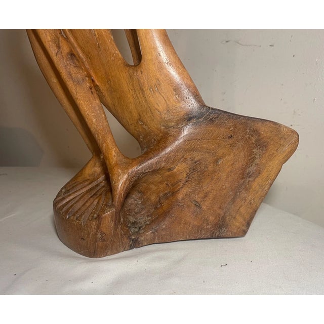 Large Vintage Hand Carved Abstract Contemporary Wood Figural Sculpture Statue For Sale - Image 11 of 11