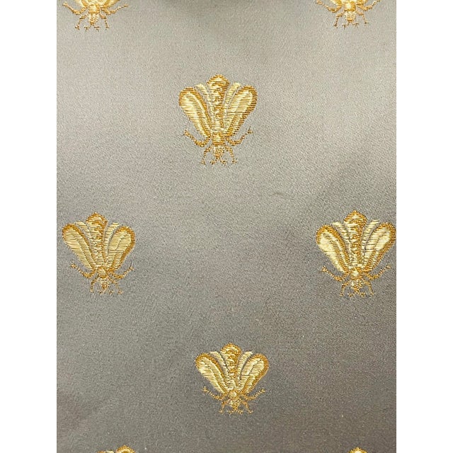 Shabby Chic 1960s Gorgeous Pair Silk Brocade Golden Bee Pillows With Fringes and Rope For Sale - Image 3 of 4