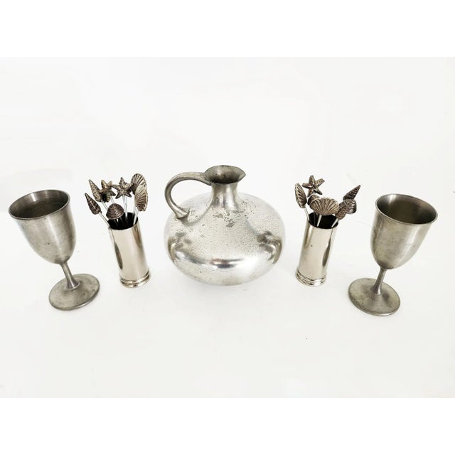 Art Nouveau Vintage Mini Pewter Cocktail Barware Set, 21 Pieces For Sale - Image 3 of 11