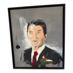 Tomoya Nakano Original Ronald Regan Framed Oil on Canvas Painting: Paid $2200 Usd