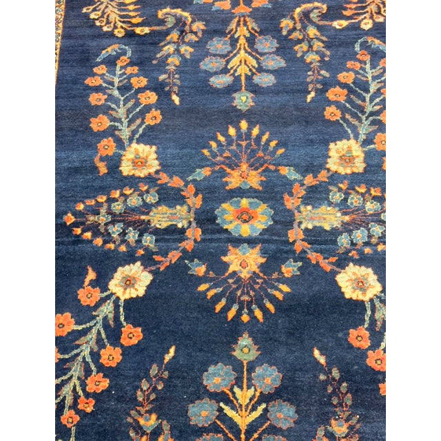 Navy Blue Antique Mohajeran Sarouk Rug 3'4" X 4’11" For Sale - Image 8 of 11