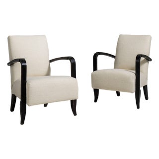 Pair of Art Deco Upholstered Armchairs, Antique, France, Circa 1940 For Sale