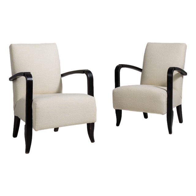 Pair of Art Deco Upholstered Armchairs, Antique, France, Circa 1940 For Sale
