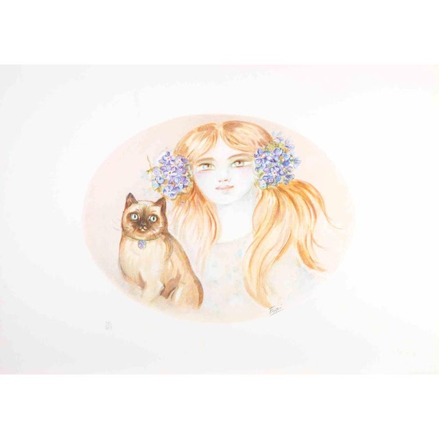 Felicita Frai, Portrait, Lithograph, 1980s For Sale