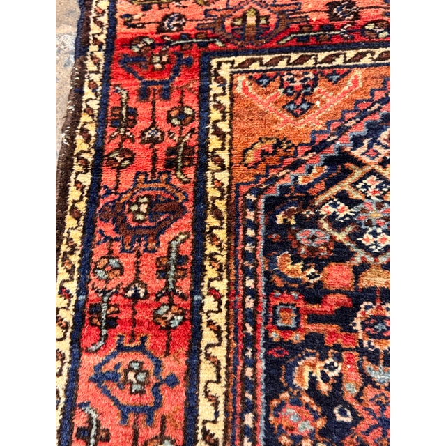 Textile 3 Ft 1 in × 4 Ft 4 in Persian Hand-Knotted Wool Accent Rug, Vintage For Sale - Image 7 of 12