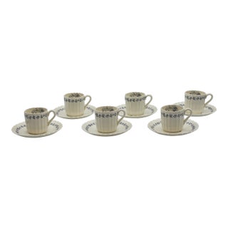 Mid-20th Century Set of 6 Demitasse Cups & Saucers For Sale