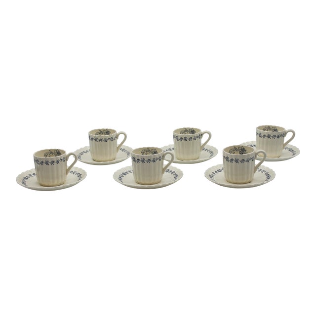 Mid-20th Century Set of 6 Demitasse Cups & Saucers For Sale