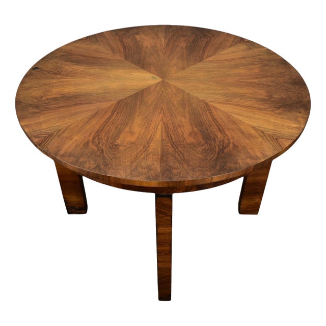 Art Deco Round Table in Wood and Veneer, 1930s For Sale