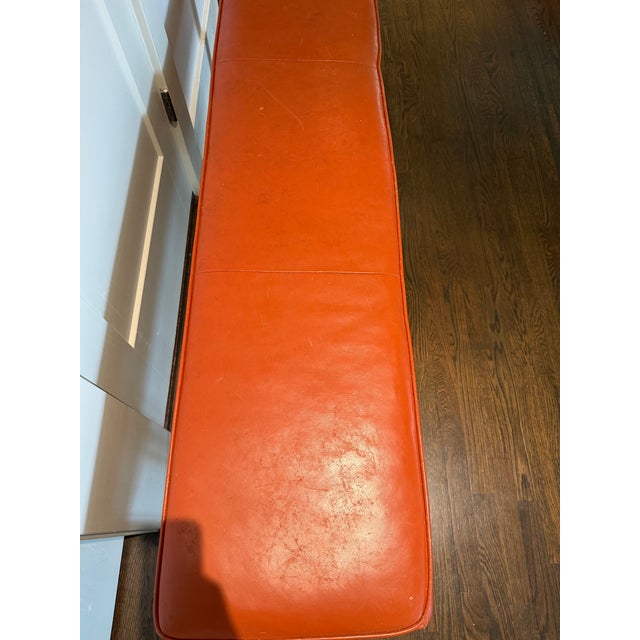 Transitional Orange Leather Bench by Room & Board For Sale - Image 3 of 8