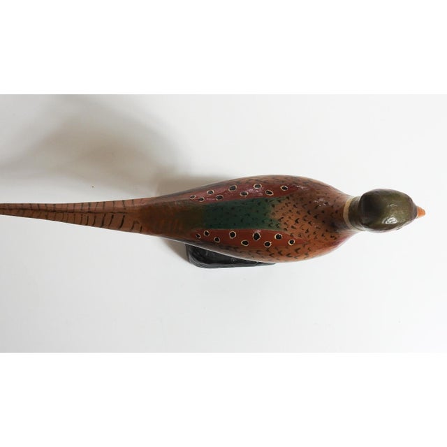 Early 20th Century Early 20th Century Folk Art Pheasant Carvings - A Pair For Sale - Image 5 of 14