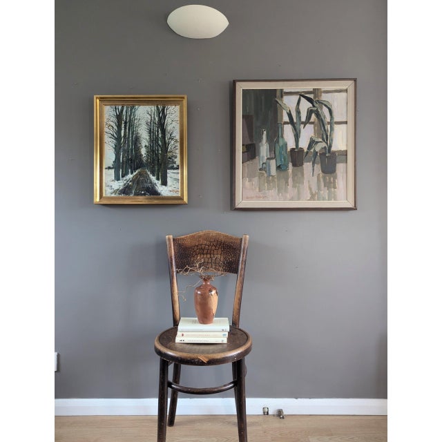 Mid-Century Modern Mid-Century Modern 'Winter Pathway' Swedish Expressive Landscape Oil Painting, Framed For Sale - Image 3 of 10