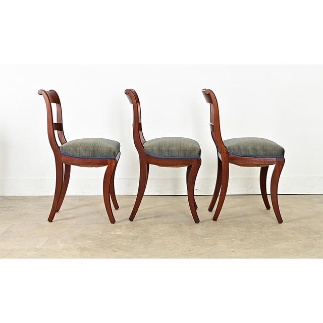 French Set of Three 19th Century French Mahogany Side Chairs For Sale - Image 3 of 9